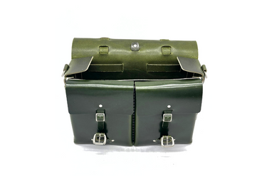 Seasoned No. 4316 - Bohemian  Leather Satchel in British Racing Green with Two Front Medium Pockets, Pro-Series Strap, and Removable Leather Divider