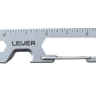 A silver metal multi-tool pocket knife with a built-in ruler scale and a carabiner clip, featuring the brand name 'LEVER' printed on the side.